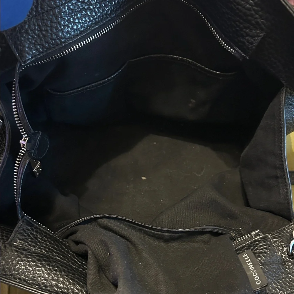 Coccinelle Black Pebbled Leather Satchel Bag – Italian Leather Crossbody